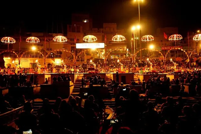 Ganga Aarti ceremony at dusk