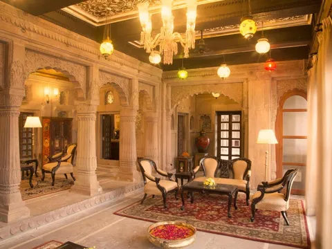 Lounge of BrijRama Palace in Varanasi