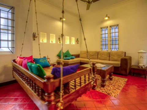Sitting room of The Fort Bungalow in Kerala