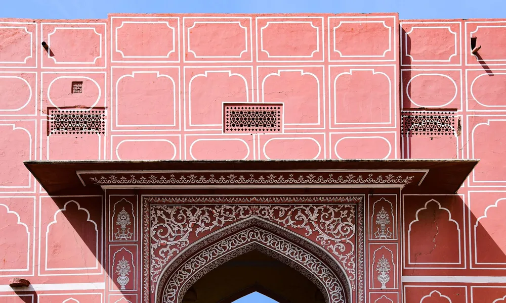 Ornate archway of the City Palace in the Pink City of Jaipur