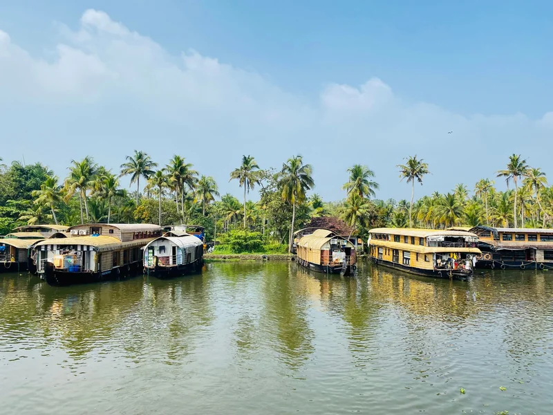 Houseboats in the backwaters of Kerala